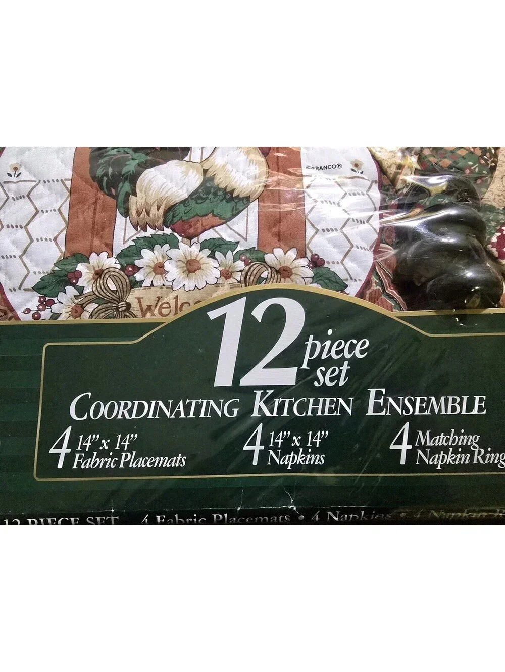 NOS Vintage Kitchen Ensemble 12 Piece By Franco Rooster WELCOME cottage Core